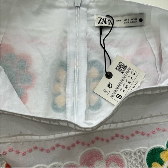 NWT Zara White Floral Embroidered Skorts - Picture 13 of 15